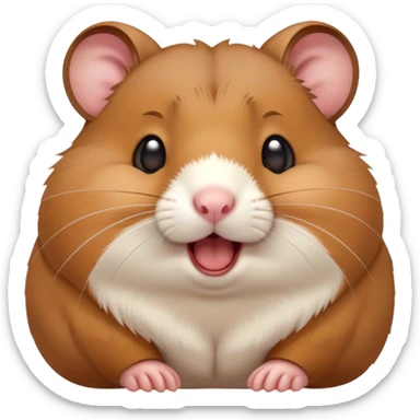 Cinematic Cute Yawning Brown Hamster Portrait Emoji, Head tilted slightly with a dramatic, wide-open yawn, showcasing a smooth, rich brown fur with tiny droopy ears, round dark eyes barely open in drowsy contentment, Simplified yet irresistibly adorable features, highly detailed, glowing with a soft, cozy glow, high shine, relaxed yet expressive, stylized with a touch of whimsy, bright and endearing, soft glowing outline, capturing the essence of a sleepy yet affectionate hamster, so drowsy it feels like it could stretch out of the screen and curl up for a nap! sticker