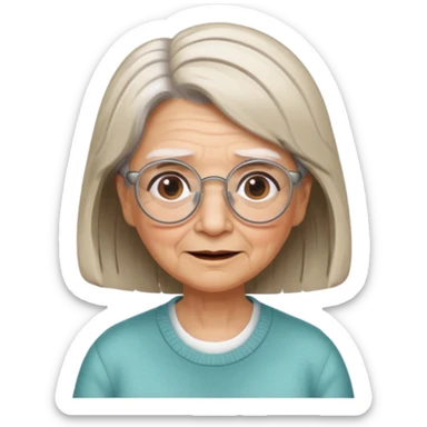 Grandma grandmother Gypsy alternative lifestyle concerned happy wise granny wire rims haircut long hair medium hair brown and white streaked hair sticker