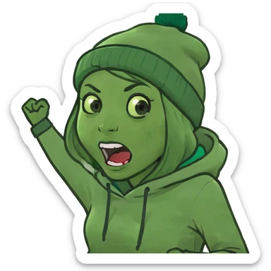 Girl arms crossed on neck screaming  sticker