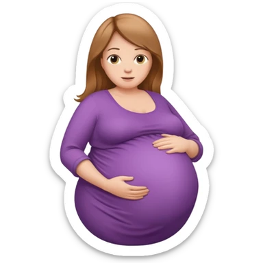 very heavily pregnant overdue woman with super  huge belly sticker