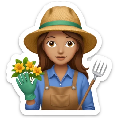 long brown hair woman Gardening sticker