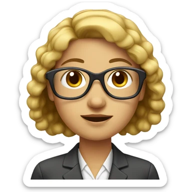office lady with glasses sticker