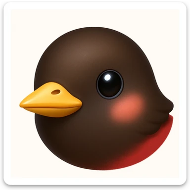 Create a bird emoji exactly like the reference image but without the helmet, in iOS emoji style. Keep the same shape, color, and expression, with a smooth and shiny appearance. Add a slight blush to the cheeks. sticker