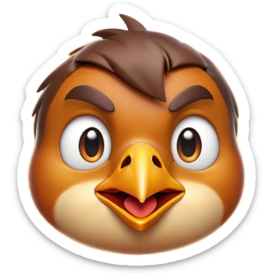 Cinematic Comical Robin Portrait Emoji, Head tilted dramatically with an exaggeratedly shocked expression, featuring a petite, vibrant form with wide, comically expressive eyes full of playful disbelief and a subtly animated beak, Simplified yet hilariously expressive features, highly detailed, glowing with a slightly sassy glow, high shine, dramatic yet playful, stylized with an air of cheeky woodland mischief, soft glowing outline, capturing the essence of a meme-worthy robin that looks ready to side-eye its way into viral fame! sticker