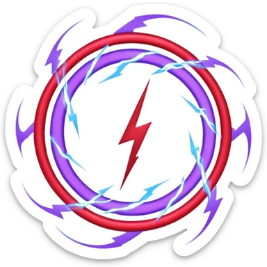 Combination of red blue lightening creating purple lightening in circle shape sticker