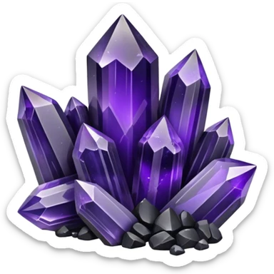 cluster of purple obsidian crystals sticker