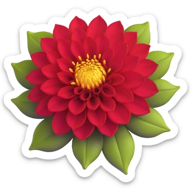 dahlia flower with yellow center and red petals sticker