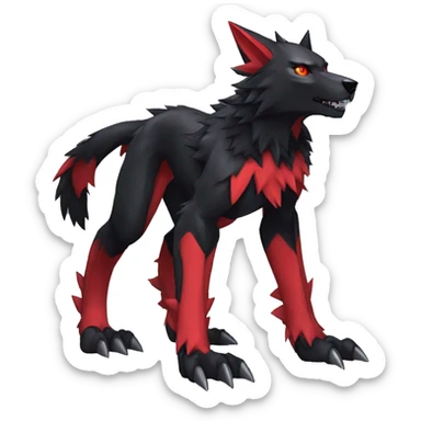  Cool Edgy Black Red Digimon-Fakemon-Garurumon-Loogamon-Wolf full body sticker