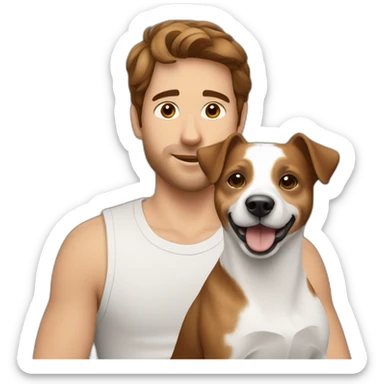 Brown haired Man with jack russell terrier dog sticker