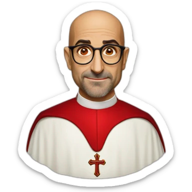 stanley tucci as a religious cardinal sticker
