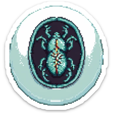 MRI embryo digital fetal small shape in otherworldly bubble, eerie, horror, pupa, crystalis, in-utero, sea-life, crustaceanoid, photorealism sticker