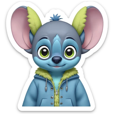 Stitch with royal greys tenue in the colours yellow and green sticker