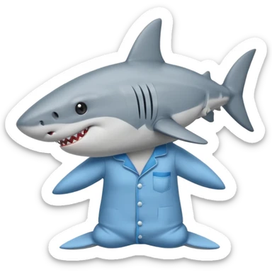 Shark with pajamas on saying goodnight sticker