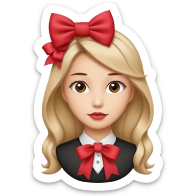 women with neckBow, different hair style. sticker