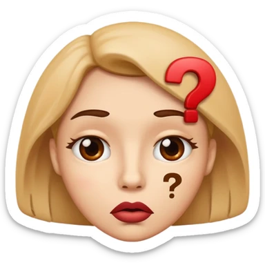 cartoon face with pursed lips and a question mark expressing uncertainty sticker
