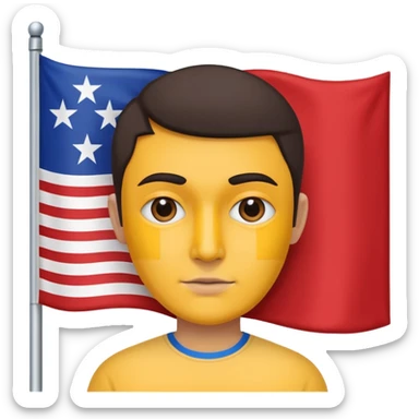 courtyhuman with flag as face color  instead of skin no behind sticker