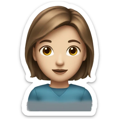 A girl with short brown hair and blue eyes sticker