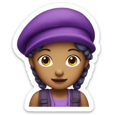  A girl with Brazilian coloring and a purple beret sticker