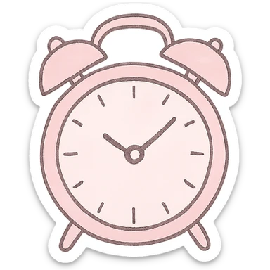 Japanese hand-drawn style, pink theme, soft and cute clock icon, transparent background, for mobile home screen sticker