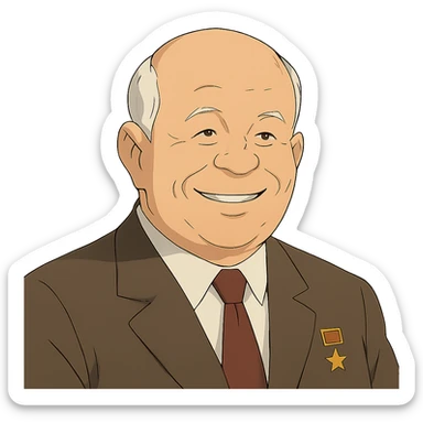 ghibli style portrait of Nikita Khrushchev smiling sticker