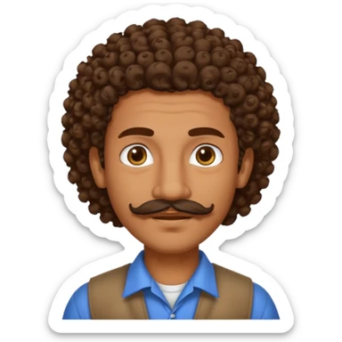 brown tall indian guy 16 curly hair moustache and goatee sticker