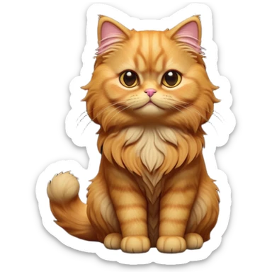 cinematic-[ginger persian cat]-realistic-full-body-sitting-emoji,-tail-curled-playfully-around-its-paws,-head-tilted-dramatically,-fluffy-[ginger]-fur,-simplified-yet-realistic-focused-features,-highly-detailed,-glowing-with-an-almost-sarcastic-glow sticker