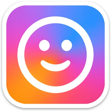 Frame 1: Colorful gradient background with smiley face, no grid lines (keyframe for morph animation) sticker