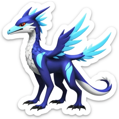 Colorful scaly flurry black dark shiny bioluminescent translucent luminescent neon pastel bright pale Latias-Sergal-Vernid-Silvally-Renamon-Zeraora-Bastet-Fakémon-hybrid-fusion-creature, full body sticker