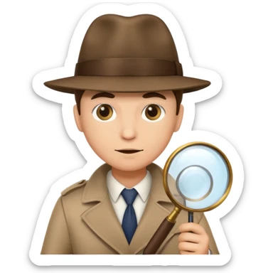 a detective film - detective in a hat with magnifying glass sticker