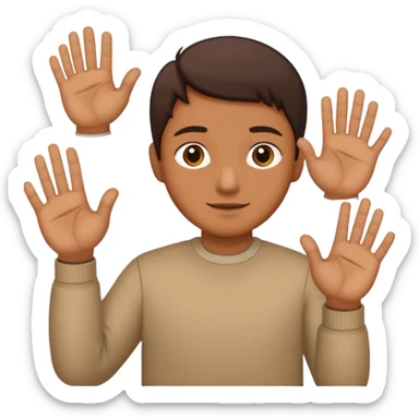 Tête qui a 2 mains l’une qui tient un 6 l’autre un 7 sticker