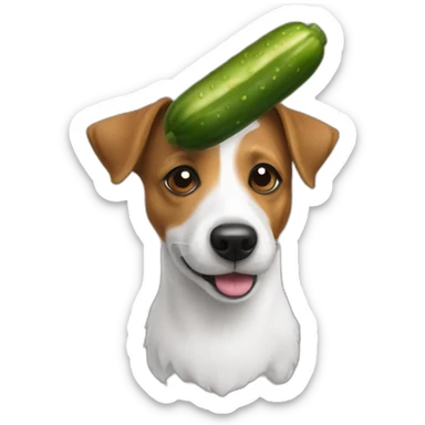 jack russell with a pickle sticker