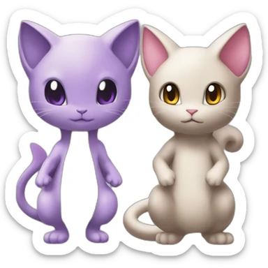 Mewtwo and mew pokemon sticker