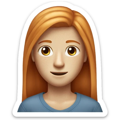 ginger long straight hair blue eyes with freckles and thin face ￼ sticker