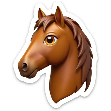 Cinematic Comical Bay Horse Portrait Emoji, Head tilted dramatically with an exaggeratedly amused expression, featuring a striking bay fur with a glossy finish and bold accents, wide, expressive amber eyes filled with playful disbelief, Simplified yet hilariously expressive features, highly detailed, glowing with a slightly sassy glow, high shine, dramatic yet playful, stylized with an air of cheeky mischief, bright and endearing, soft glowing outline, capturing the essence of a spirited and over-the-top horse, so meme-worthy it feels like it could side-eye its way into internet fame instantly! sticker
