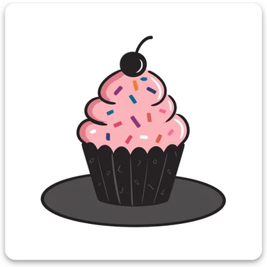 cute cupcake with pink frosting and colorful sprinkles sticker