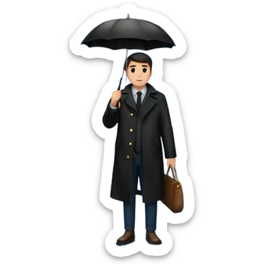 Man with umbrella , streetlight reflection, Midnight Wander. sticker