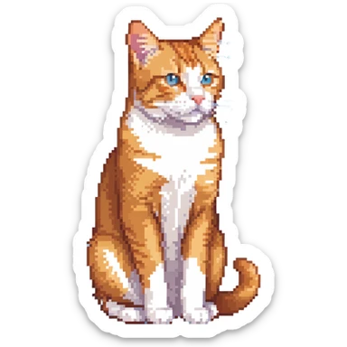 orange tabby cat sitting position, showing full body sticker