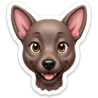 Cinematic Comical Xoloitzcuintle dog Portrait Emoji, Head tilted dramatically with an exaggeratedly amused expression, featuring smooth, hairless ebony skin with pronounced wrinkles and wide, expressive dark eyes filled with playful disbelief, Simplified yet hilariously expressive features, highly detailed, glowing with a slightly sassy glow, high shine, dramatic yet playful, stylized with an air of cheeky mischief, bright and endearing, soft glowing outline, capturing the essence of a spirited and over-the-top companion, so meme-worthy it feels like it could side-eye its way into internet fame instantly! sticker