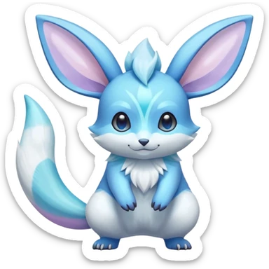 Shiny Pastel Colorful Iridescent Exotic Minccino-Aurorus-Glaceon-Fakémon-hybrid-creature (full body)  sticker