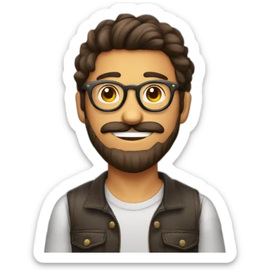 chico con lentes hipster, cabello alocado o despeinado y un arete en la oreja izquierda sticker