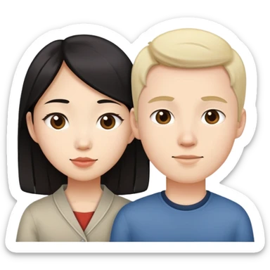 Asian girl and white boy couple sticker