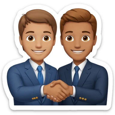 two men smiling and shaking hands sticker