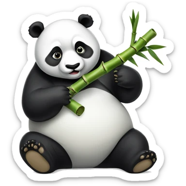 Morbidly obese panda eating bamboo sticker