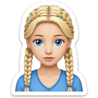white girl with 10 blonde braids sticker