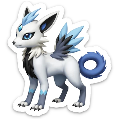 WereGarurumon-Meloetta-Renamon-Absol-fusion-hybrid-creature (full body) sticker