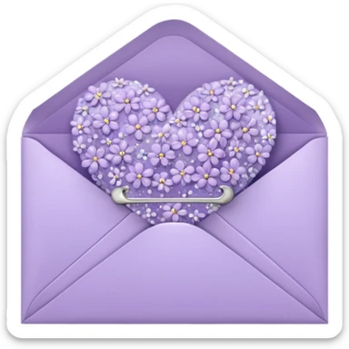 a closed pastel lavender lilac flowers heart shiny sparkly glittery aesthetic romantic vintage envelope  sticker