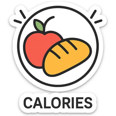 calories icon, stylized food with energy lines, modern and minimal, suitable for app icon sticker