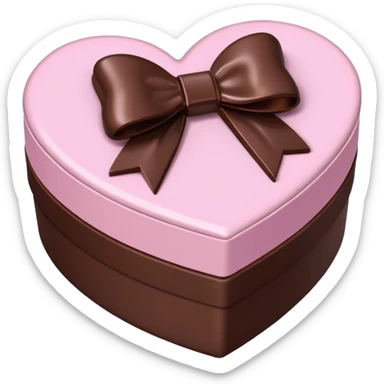 pale pink heart box, pale pink bow, filled with chocolates inside sticker