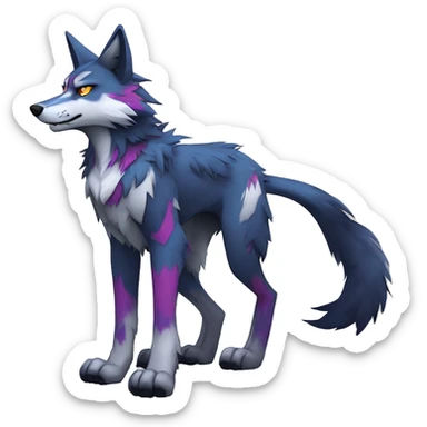  Cool Edgy Colorful Anthro Digimon-Fakemon-Wolf with edgy markings full body sticker