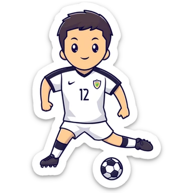 soccer player with confident pose, short dark hair, inspired by Cristiano Ronaldo sticker